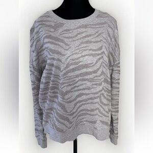 Rails Sweatshirt Top L Marlo Heather Gray Flocked Zebra Double Side Zip Boxy Fit